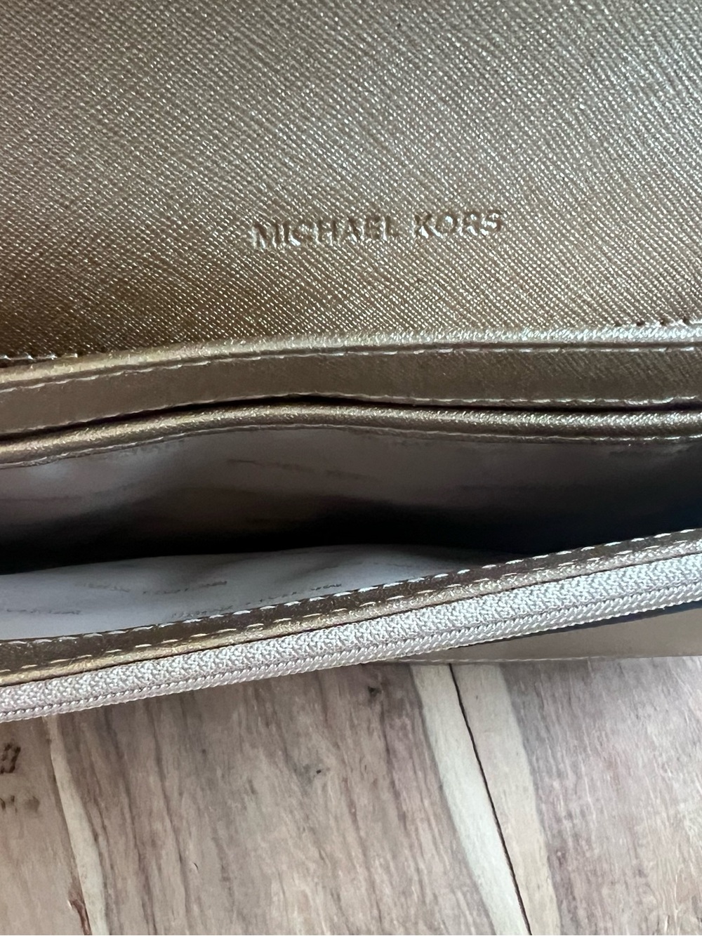 Michael Kors Metallic Gold Leather Double-Compartment Crossbody - Picture 11 of 16
